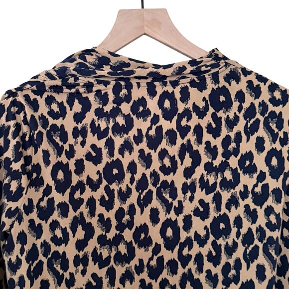 Charter Club Brown Leopard Print V Neck Quarter Sleeve Blouse Womans Size PM - Picture 7 of 7